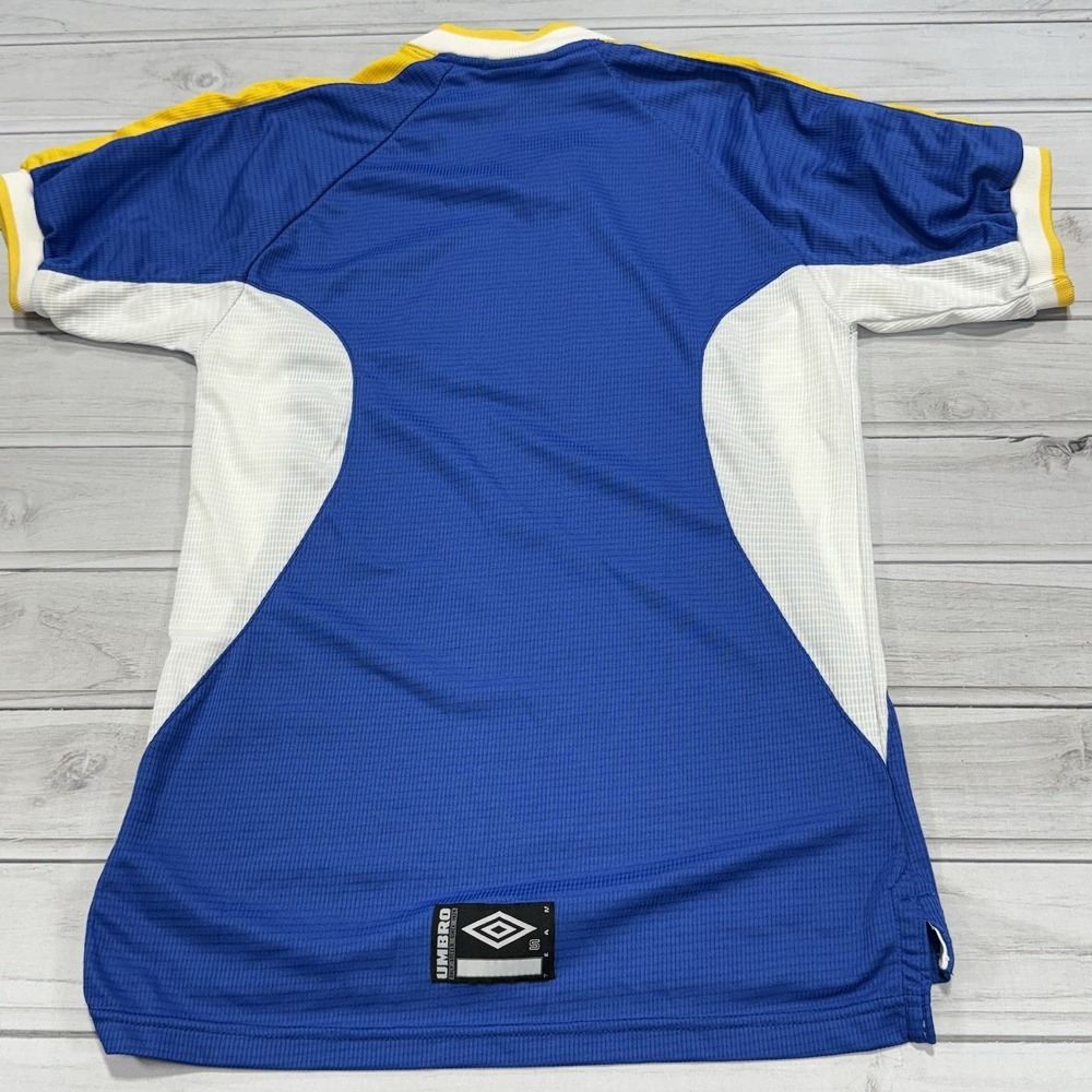 Umbro Shirt Mens S Blue Yellow Soccer Football Team Training Jersey Top VTG 90s - Picture 4 of 7
